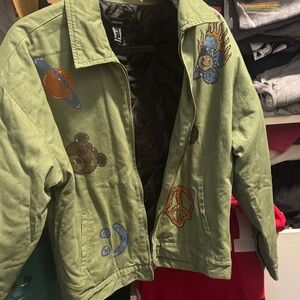 Forever 21 Women’s Olive Embroidered Jacket